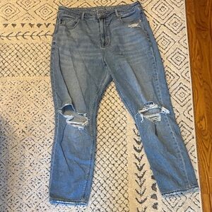 American Eagle size 14 regular mom Jean Distressed Blue Women's